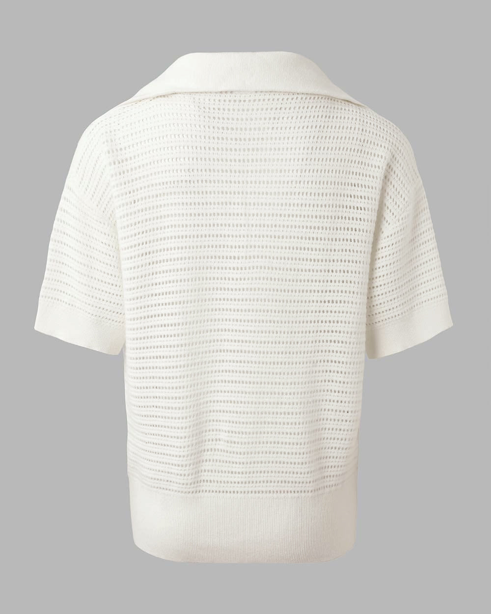 Women's Half Zip Polo Knit Top Short Sleeve Hollow-out Sweater