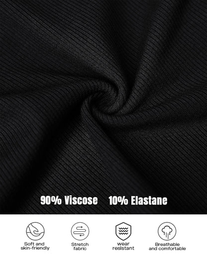 Chicme Built In Bra U Neck Long Sleeve Ribbed Top