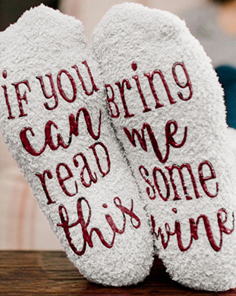 1Pair Funny Letter Print Crew Socks