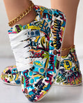 Cartoon Print Lace-up Casual Sneakers