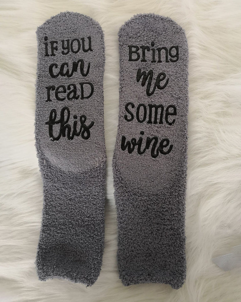 1Pair Funny Letter Print Crew Socks