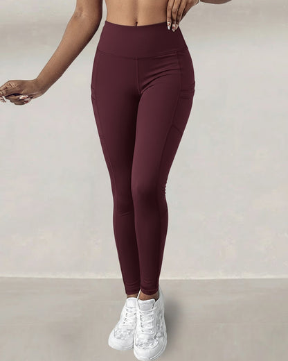 Winter Warm High Waisted Workout Athletic Leggings Tummy Control Butt Lifting Ultra Soft Thermal Lined Yoga Pants Women's Sportswear with Stacked Slit Pockets On Side