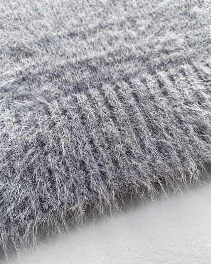 V-Neck Single Breasted Fuzzy Cardigan Casual Minimalist Sweater Coat