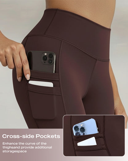 Winter Warm High Waisted Workout Athletic Leggings Tummy Control Butt Lifting Ultra Soft Thermal Lined Yoga Pants Women's Sportswear with Stacked Slit Pockets On Side