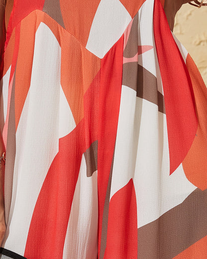 Geo Print Wide Leg Suspender Jumpsuit