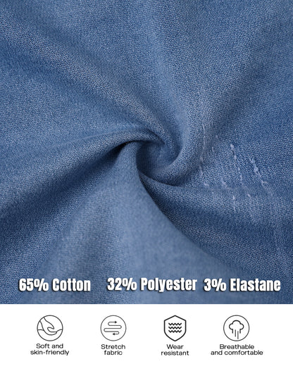 Contrast Paneled Zipper Fly Drawstring Elastic Waist Casual Denim Skort