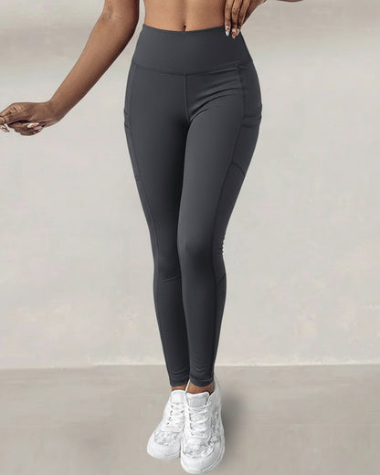 Winter Warm High Waisted Workout Athletic Leggings Tummy Control Butt Lifting Ultra Soft Thermal Lined Yoga Pants Women's Sportswear with Stacked Slit Pockets On Side