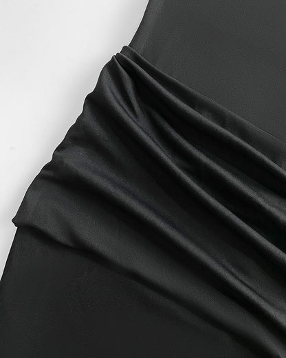 Sexy Square Neck Thick Strap Backless Slit Dress