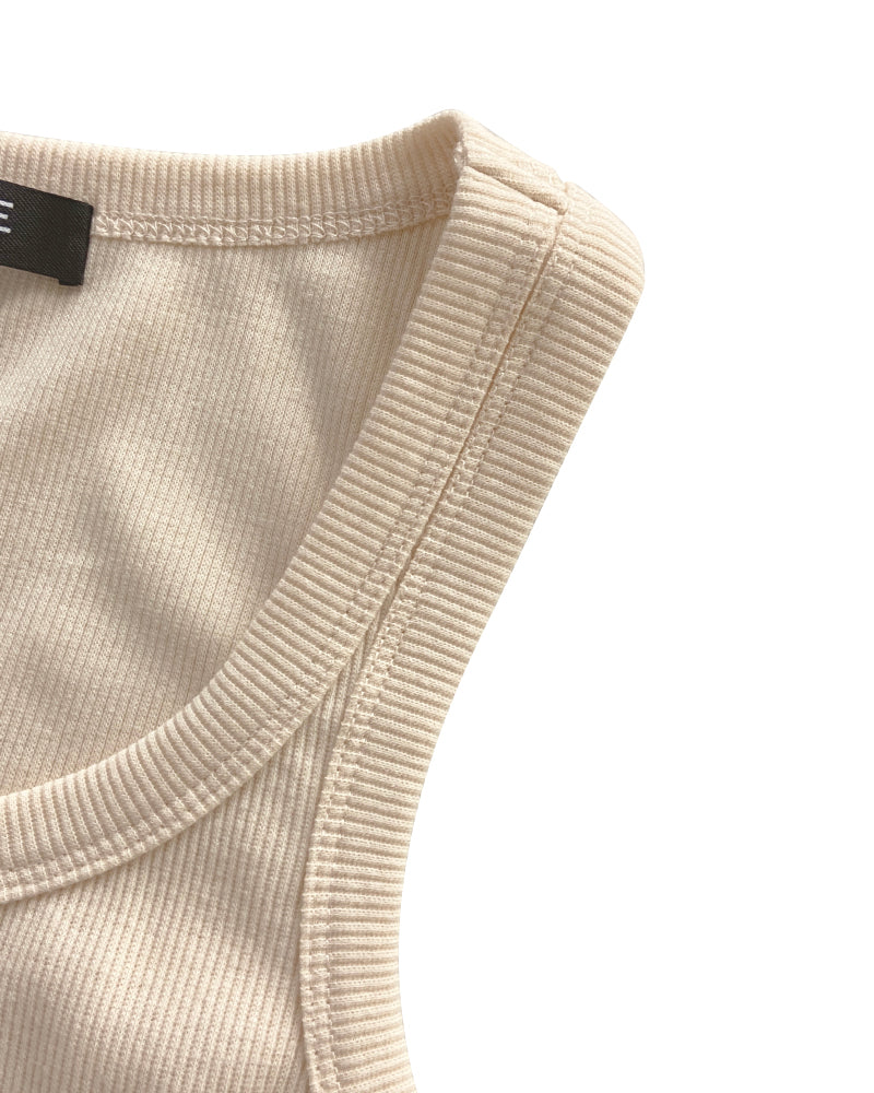 2 Piece Loungewear Set U-Neck Sleeveless Ribbed Tank Top and Stretchy High Waist Straight Leg Pocket Design Pants Tracksuit