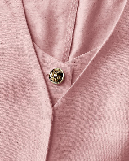 2 Pieces Outfits V Neck Sleeveless Button Front Vest Crop Top And Casual Zipper Fly Elastic Back Waist Wide Leg Pants Set