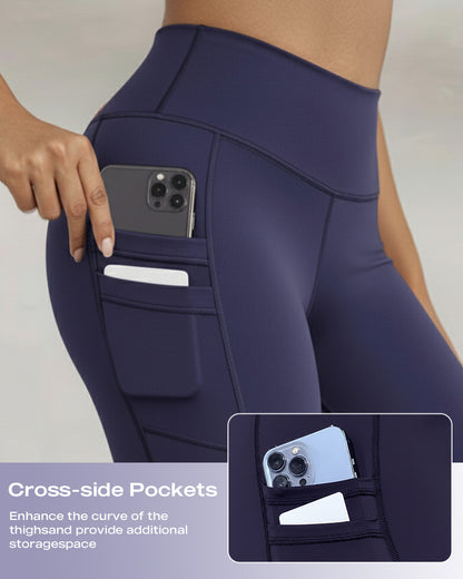 Winter Warm High Waisted Workout Athletic Leggings Tummy Control Butt Lifting Ultra Soft Thermal Lined Yoga Pants Women's Sportswear with Stacked Slit Pockets On Side