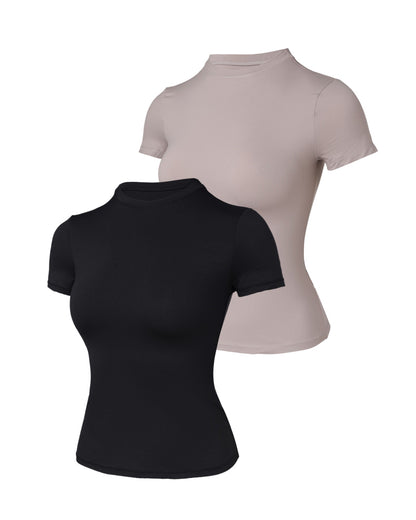 ChicMe ContourX 2-Pack Crewneck Short Sleeve Tee Slim Fit Basic T-Shirts