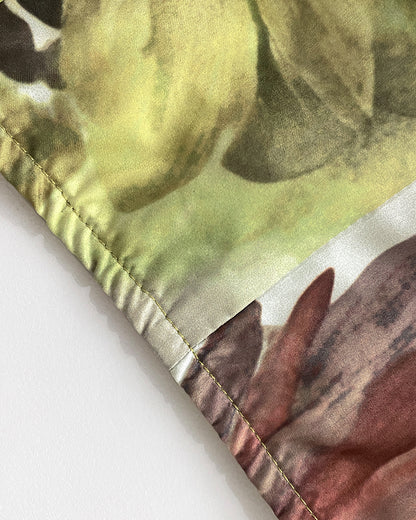 Plants Print Thick Strap Seam Jumpsuit Casual Wide Leg Jumpsuit