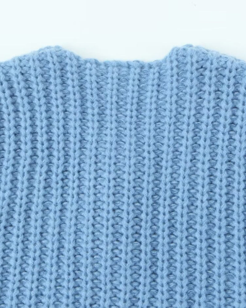 V-Neck Sleeveless Button Front Knit Vest Casual Loose Fit Sweater Top with Pockets