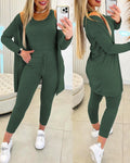 3 Piece Lounge Set Crewneck Sleeveless Tank Top Long Sleeve Open Front Coat Pants Sweatsuit