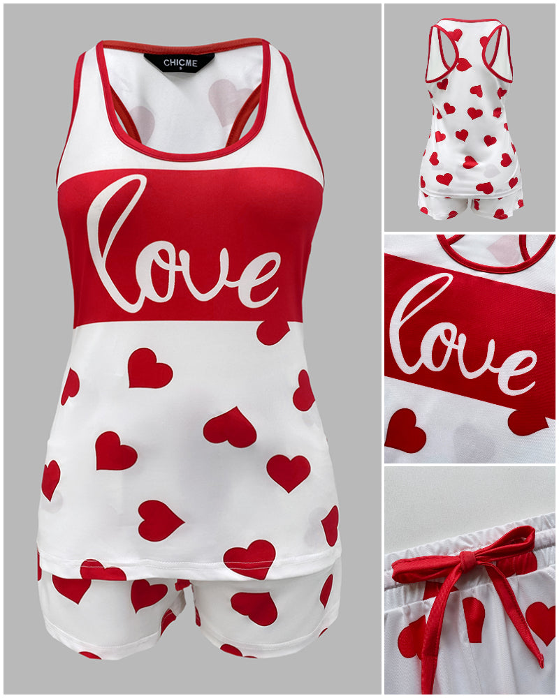 Love Heart Drawstring Pajamas Set