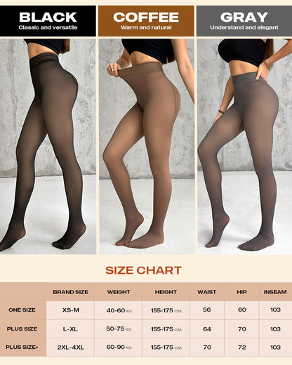 Chicme Shapelift 2 Piece Magic Fleece Lined Leggings Tight Thin Fleece Thermal Pantyhose Warm Leggings（Size Regular/Large/Extra Large）