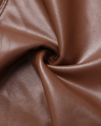 Chicme Curveease Pu Leather Leggings High Waist Curved Fleece Lined Tights Casual Pants