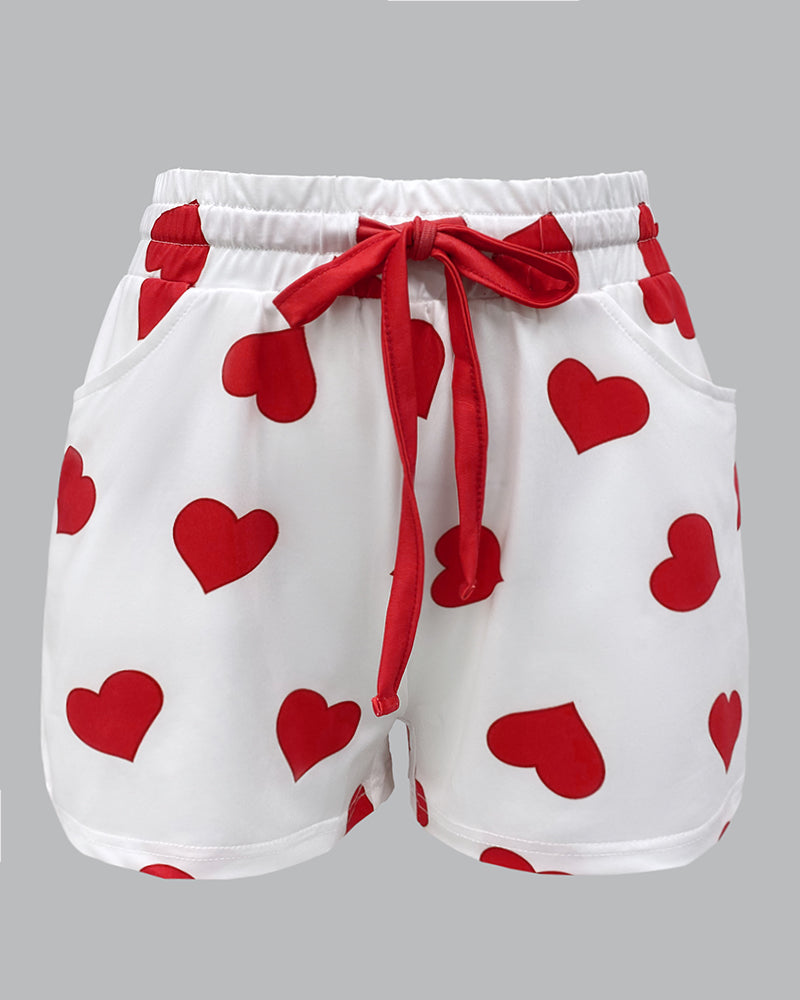 Love Heart Drawstring Pajamas Set