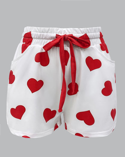 Love Heart Drawstring Pajamas Set