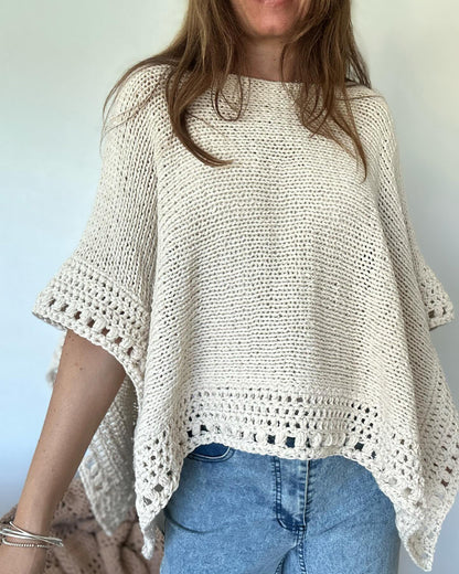 Solid Batwing Sleeve Hollow Out Crochet Pattern Top Casual Cover Up