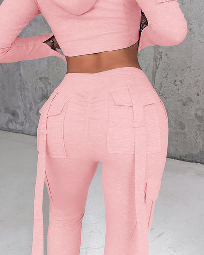 Drawstring Slit Pocket Design Sweatpants