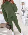 Women's 2 Piece Sweatsuit Outfits Zipper Mock Neck Sweatshirt and Joggers Pants Set Casual Loungewear with Pockets