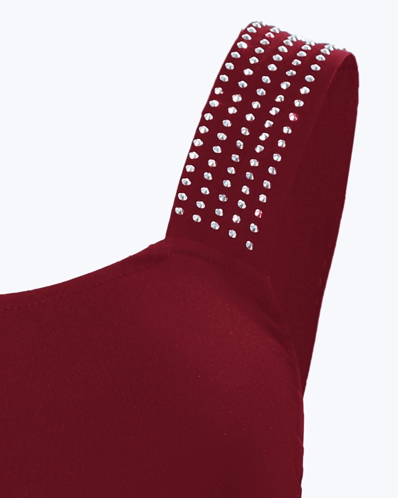 Rhinestone Embellished Thick Strap Tank Top