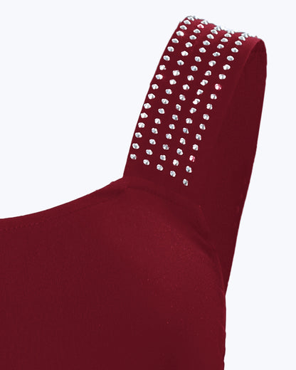 Rhinestone Embellished Thick Strap Tank Top