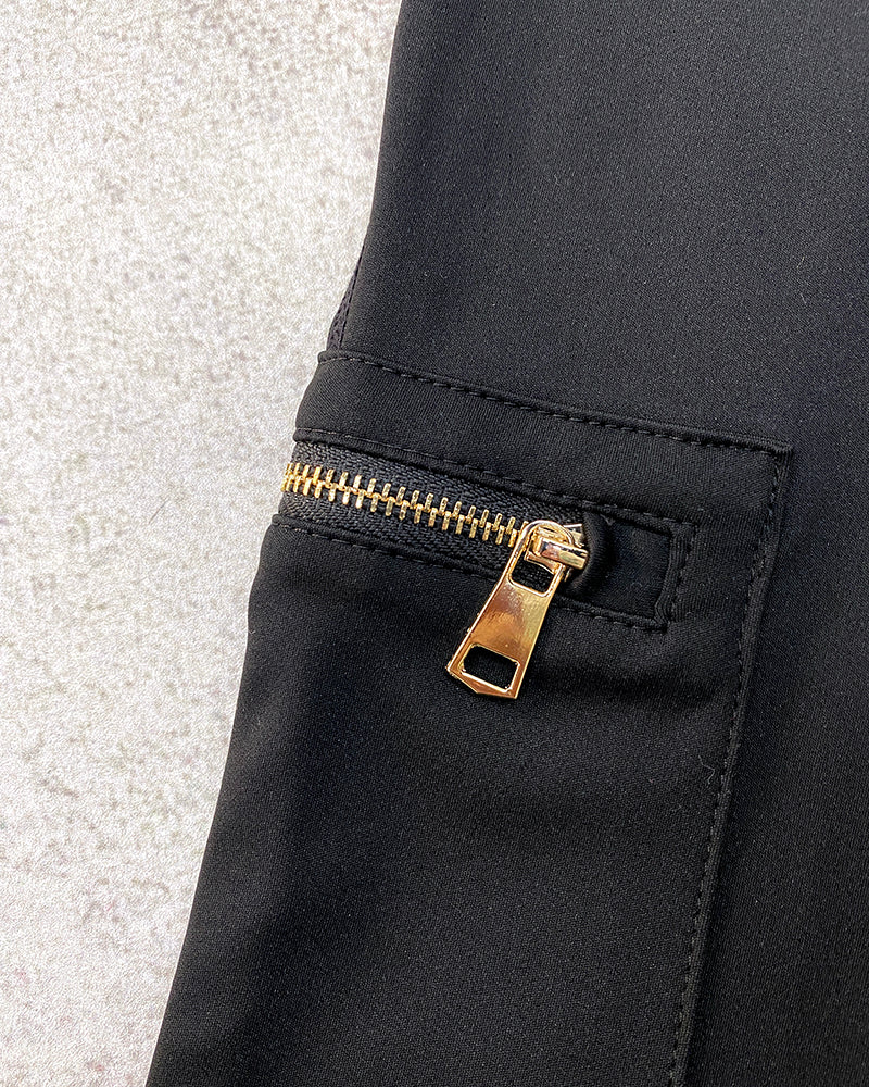 Zipper Pocket Slim Fit Yoga Pants Casual High Waist Workout Pants