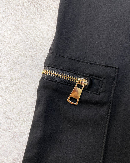 Zipper Pocket Slim Fit Yoga Pants Casual High Waist Workout Pants