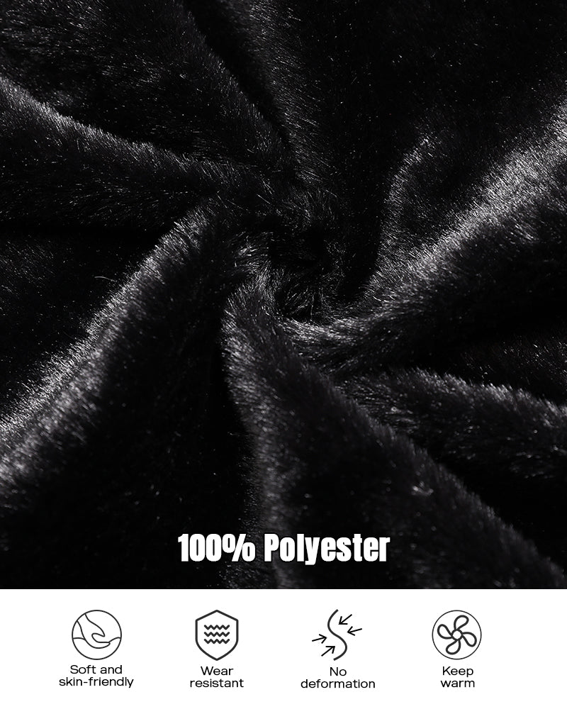 Zipper Pocket Design Shirred Fuzzy Trim Fleece Lined Hooded Puffer Jacket