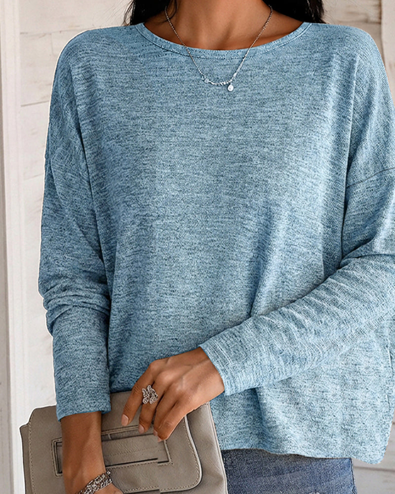 Women's Long Sleeve Knit Top Backless Twist Lace Panel Casual Tee