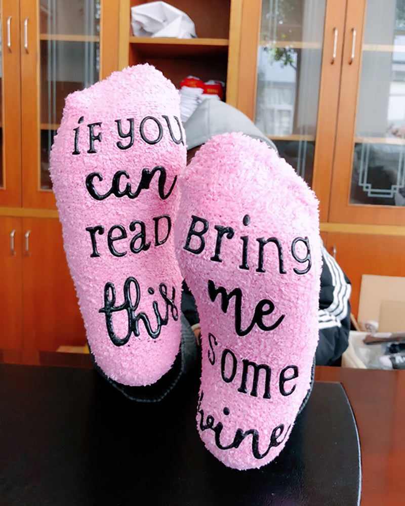 1Pair Funny Letter Print Crew Socks