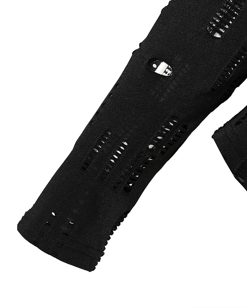 Turn-down Collar Hollow Out Button Down Shirt Top