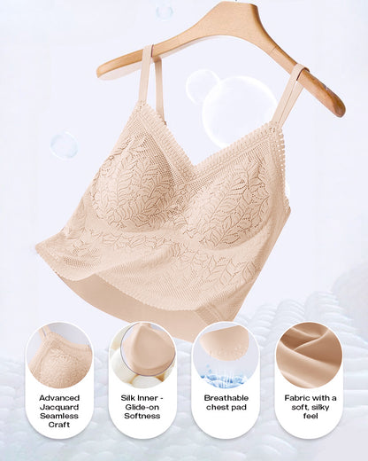 Lace V-Neck Adjustable Spaghetti Strap Bralette Camisoles Sexy Soft Crop Cami Top