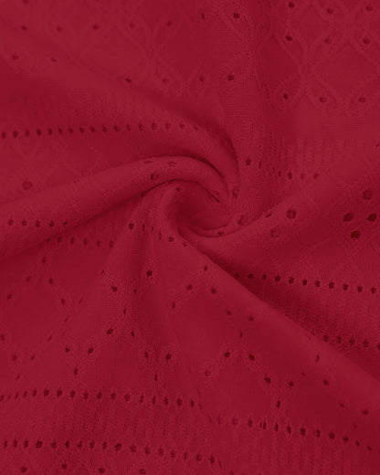 Sleeveless Ruched Cinched Waist Draped Bandeau Dress Eyelet Embroidery Slit Asymmetrical Hem Vacation Dress