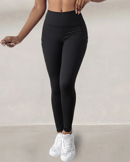 Winter Warm High Waisted Workout Athletic Leggings Tummy Control Butt Lifting Ultra Soft Thermal Lined Yoga Pants Women's Sportswear with Stacked Slit Pockets On Side
