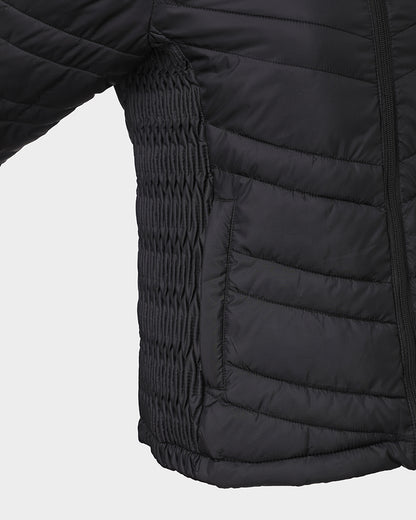 Zipper Pocket Design Shirred Fuzzy Trim Fleece Lined Hooded Puffer Jacket