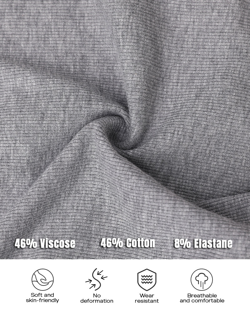 Chicme Built In Bra Notch Neck Long Sleeve Shirts Rib Knit Ruched Waist Top