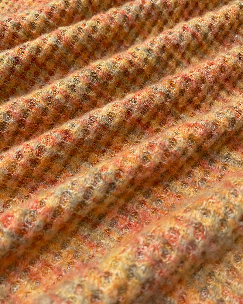 Colorful Waffle Knit Open Front Coat Batwing Long Sleeve Cardigan