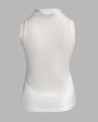Rhinestone Decor O-neck Sleeveless Knit Tee Slim Fit Tank Top