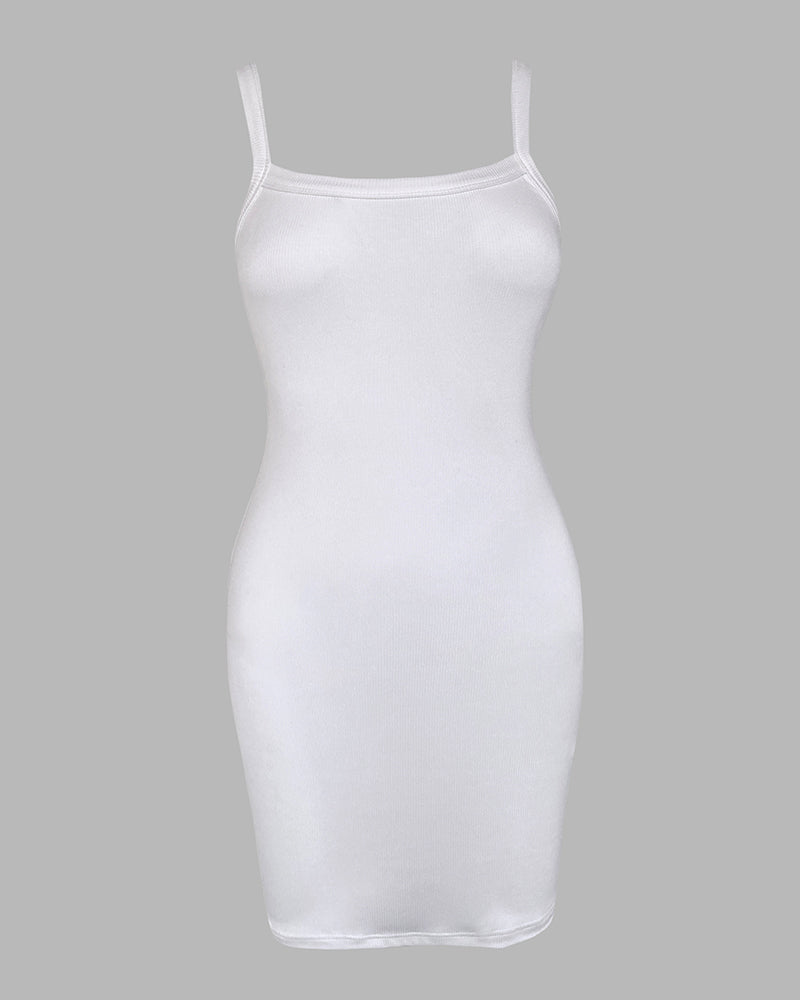 Bandeau Spaghetti Strap Sleevless Mini Dress Casual Slim Fit Bodycon Dress