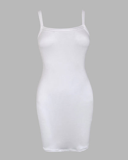 Bandeau Spaghetti Strap Sleevless Mini Dress Casual Slim Fit Bodycon Dress