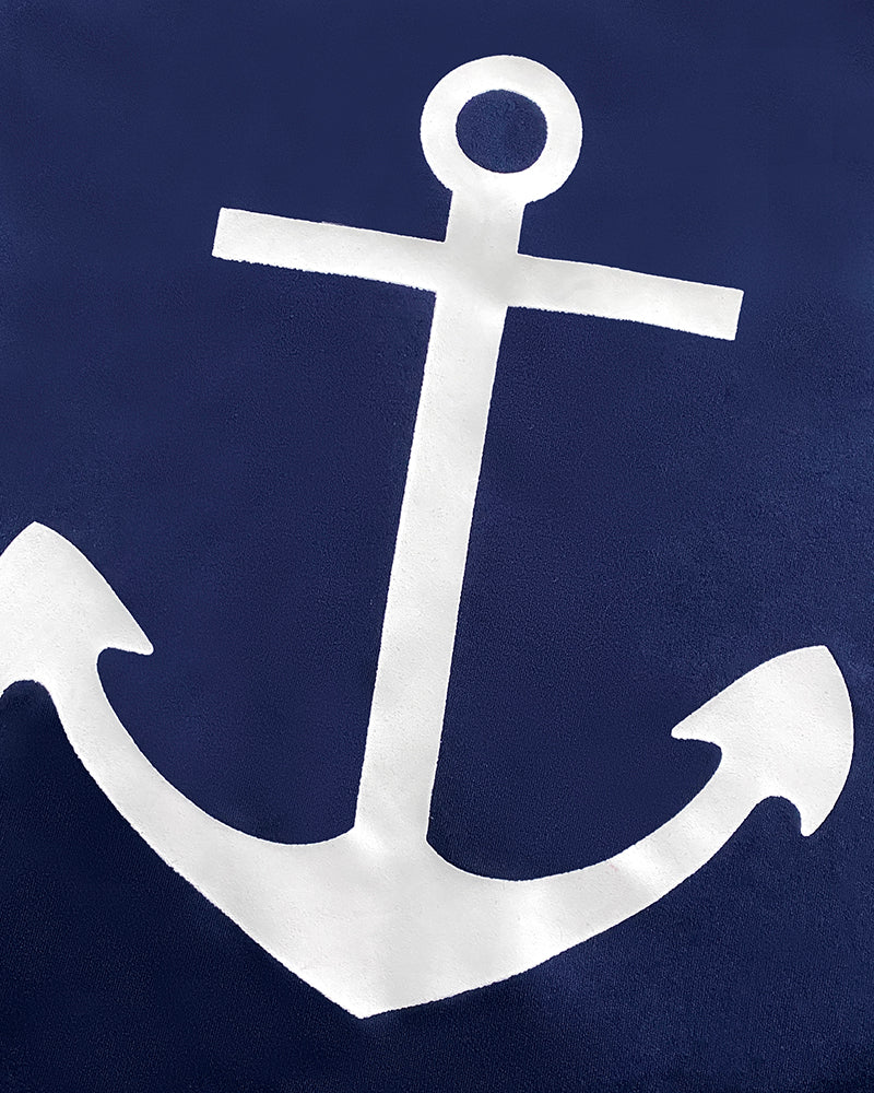 2 Pieces Outfit Anchor Pattern Short Sleeve Top and Striped Elastic Waist Pants Set Casual Pajamas Set