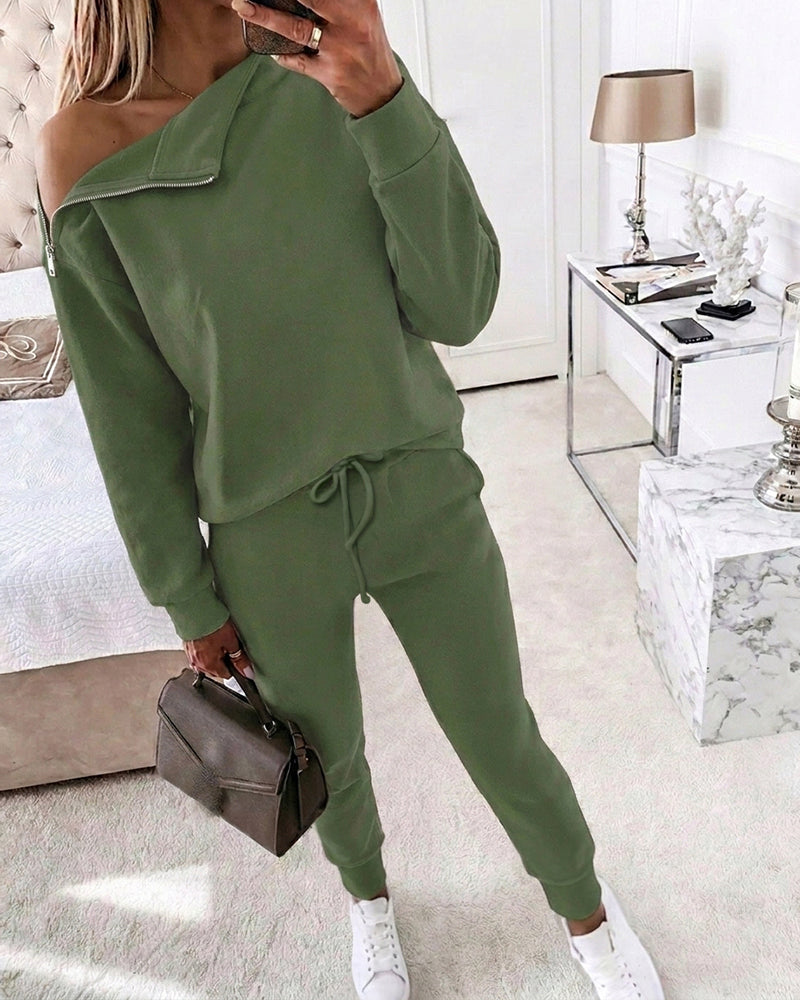 Women's 2 Piece Sweatsuit Outfits Zipper Mock Neck Sweatshirt and Joggers Pants Set Casual Loungewear with Pockets