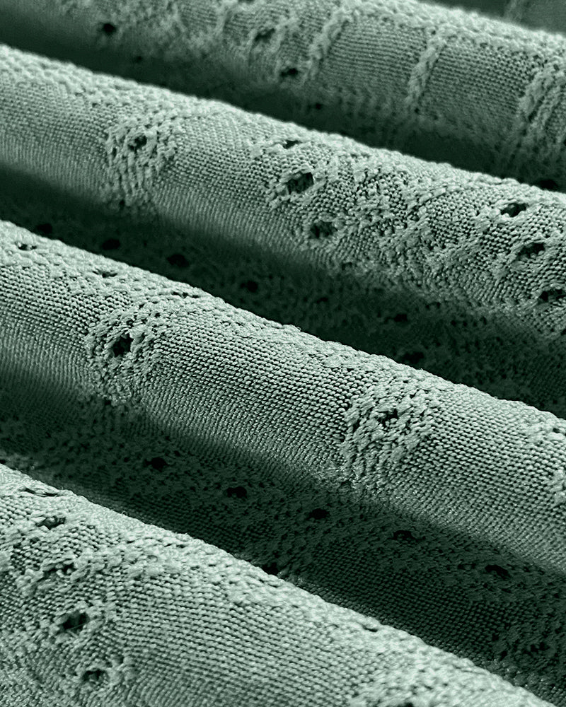 Contrast Scallop Lace Trim Open Front Coat Casual Hollow-out Breathable Crop Jacquard Textured Cardigan