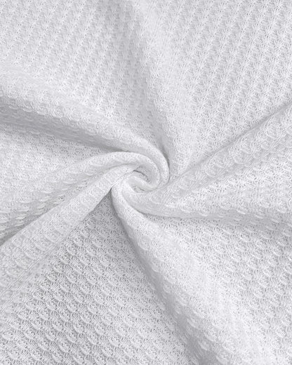 Striped Print Zipper Front Long Sleeve Top  Waffle Knit Loose Fitting Tunic Tops