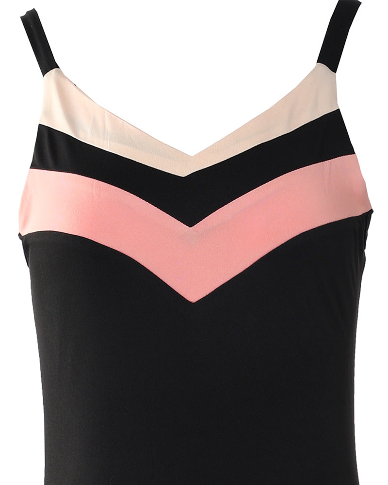 Spaghetti Strap Colorblock Ruched Ruffles Maxi Dress