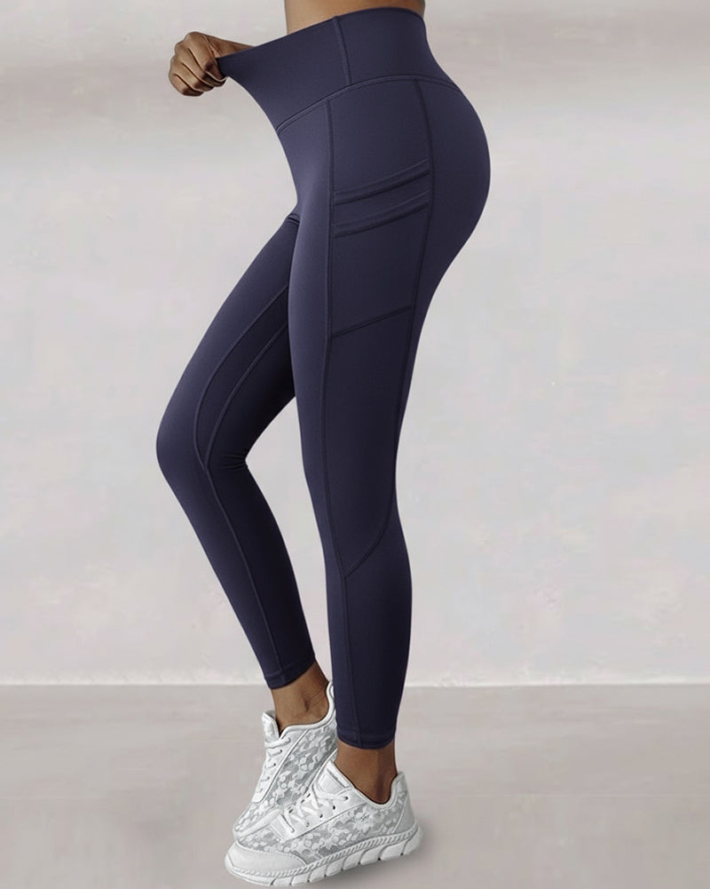 Winter Warm High Waisted Workout Athletic Leggings Tummy Control Butt Lifting Ultra Soft Thermal Lined Yoga Pants Women's Sportswear with Stacked Slit Pockets On Side